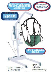 Battery Powered Patient Lift with Six Point Cradle